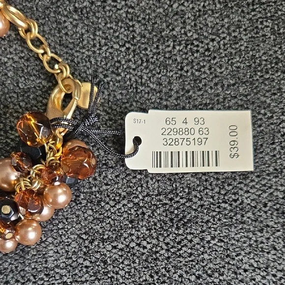 Talbots Gold and Brown Beaded Necklace and Bracelet Set - Vintage NWT - Picture 7 of 12